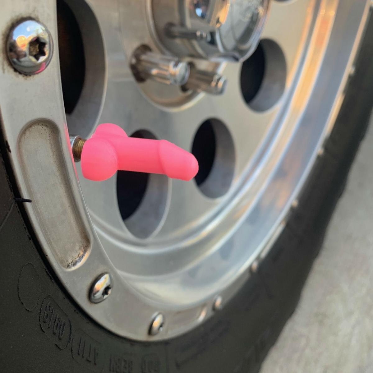 Prank Wiener Shaped Tire Valve Stem Caps - Tirecocks funny penis shaped tire caps
