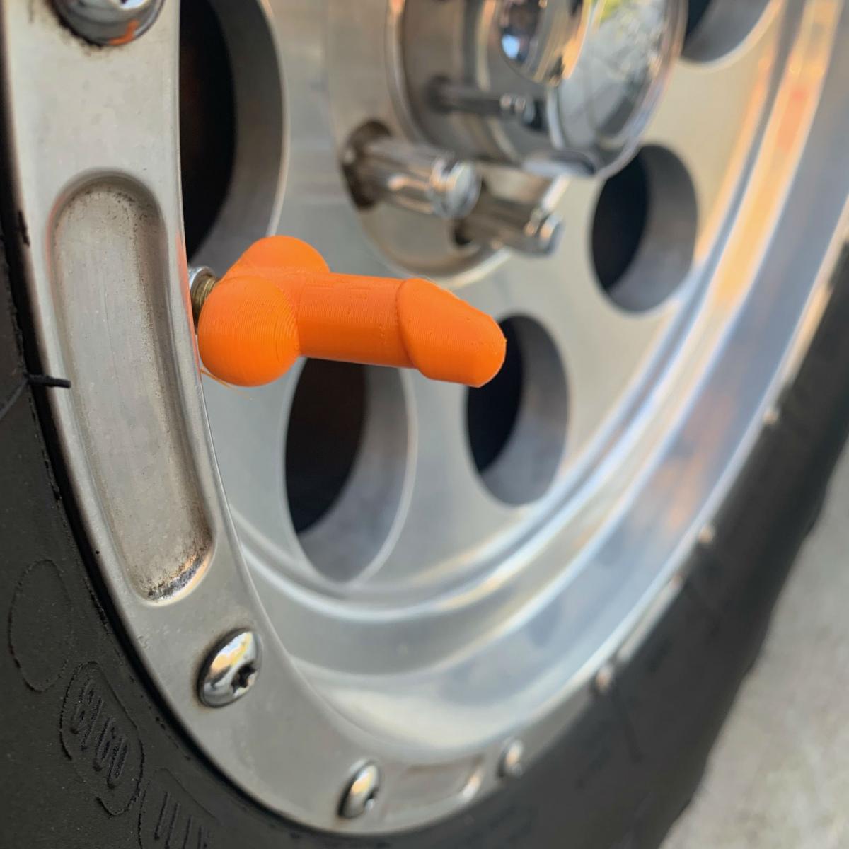 Prank Wiener Shaped Tire Valve Stem Caps - Tirecocks funny penis shaped tire caps
