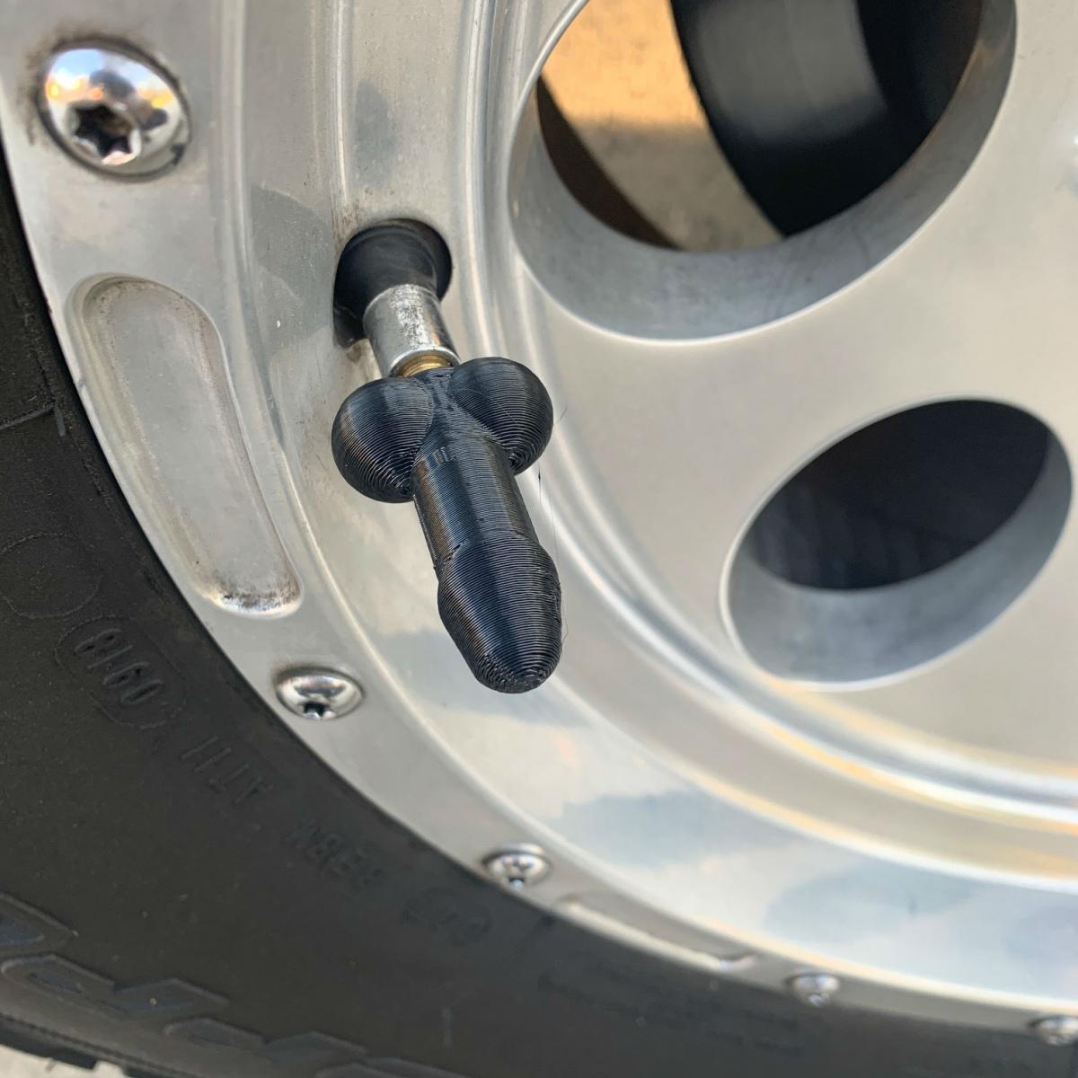Prank Wiener Shaped Tire Valve Stem Caps - Tirecocks funny penis shaped tire caps