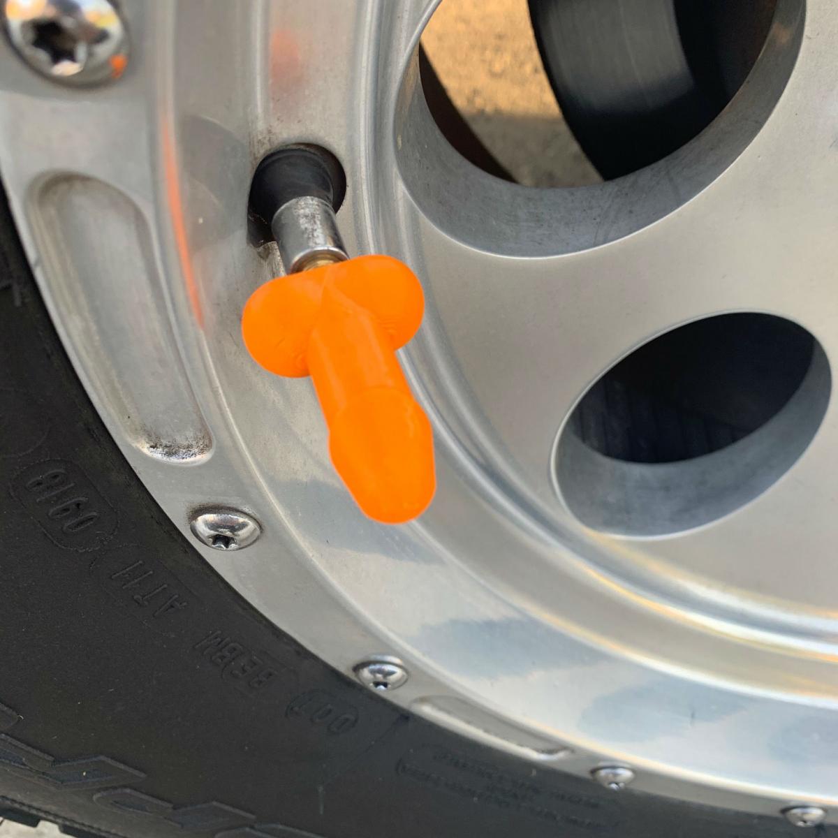 Prank Wiener Shaped Tire Valve Stem Caps - Tirecocks funny penis shaped tire caps