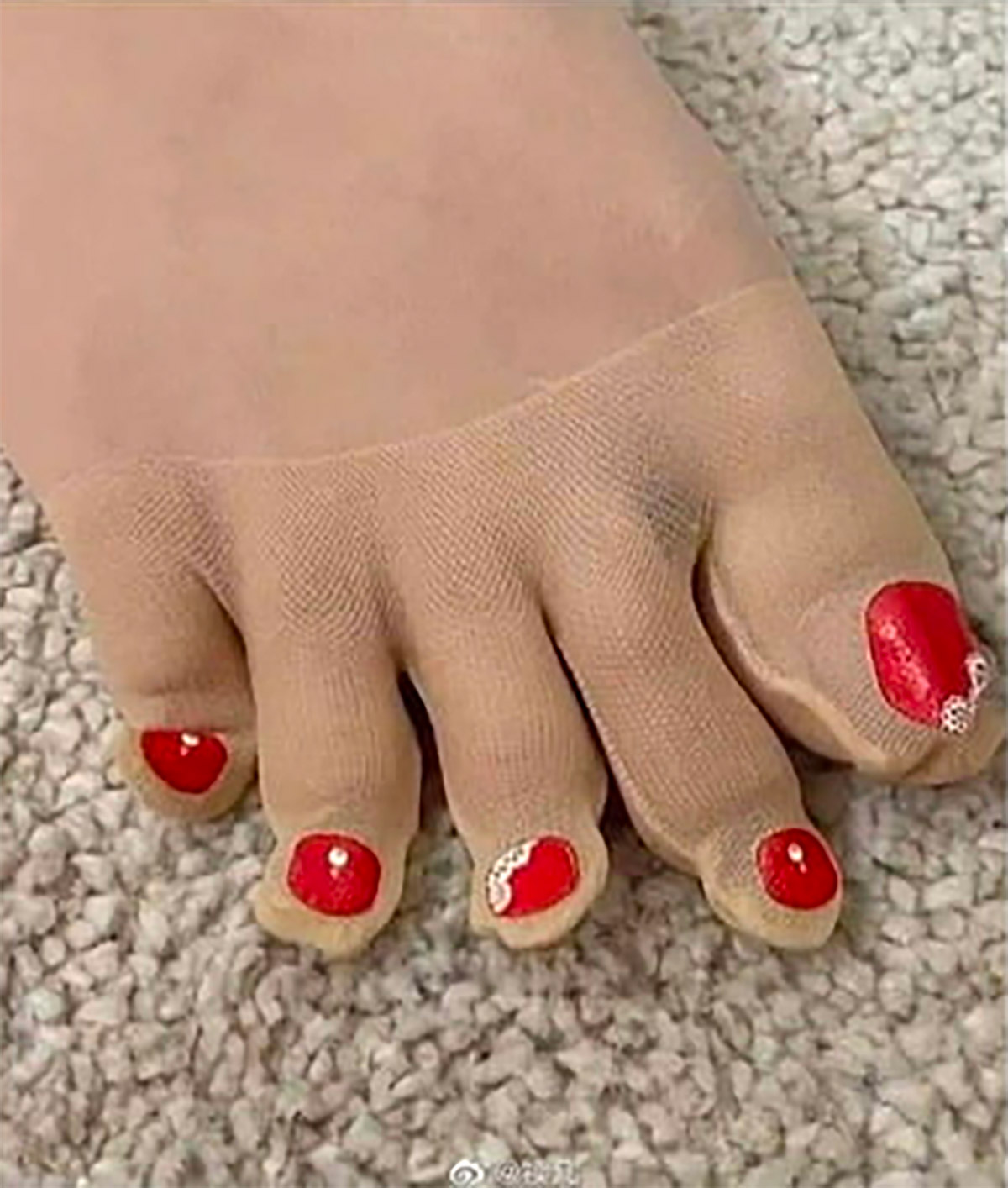 Pre-polished toenail stockings