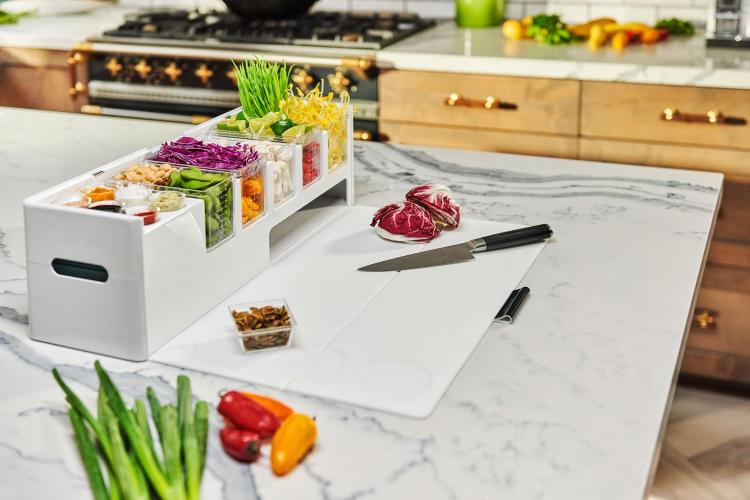 Prepdeck all-in-one food prep hub - magnetic cutting board cooking hub