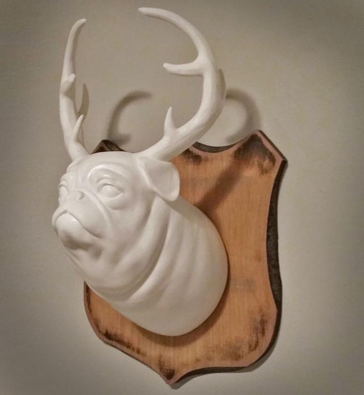 Pugalope: A Wall Mounted Pug With Antlers