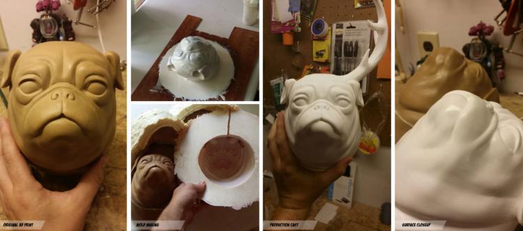 Pugalope: A Wall Mounted Pug With Antlers