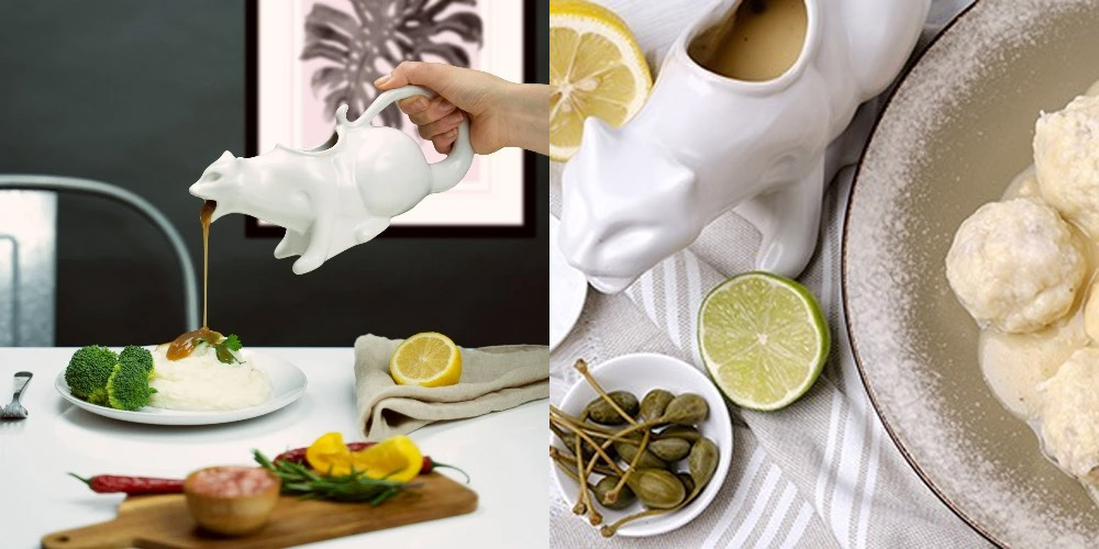 Puking Cat Gravy Boat - Vomiting Kitty Sauce Server