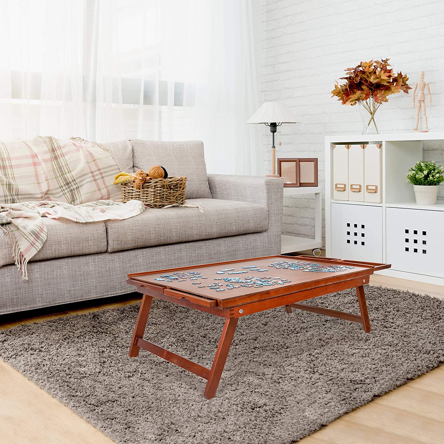 Puzzle Table With Sliding Drawers