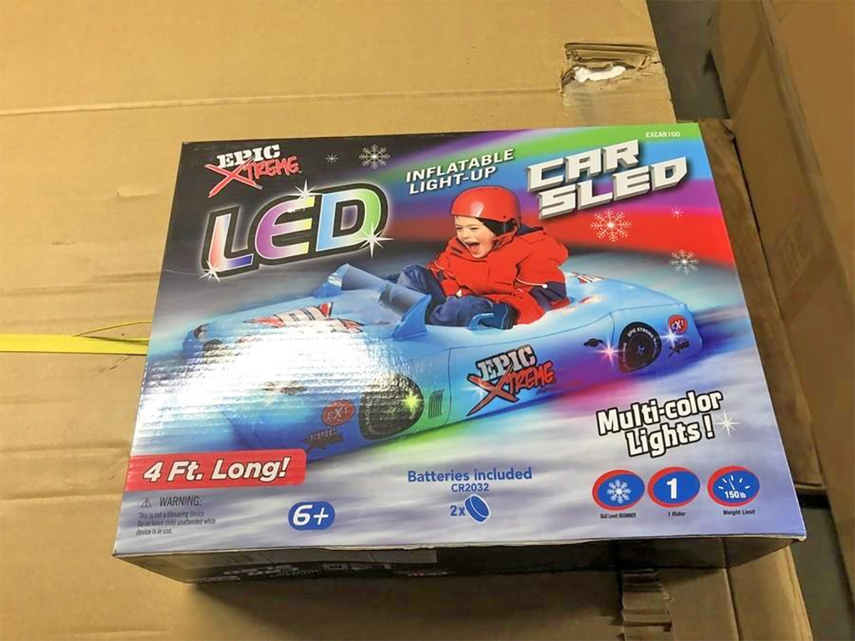 Race Car Shaped Snow Sled - Epic Inflatable Car Snow Sled Tube With LED Lights