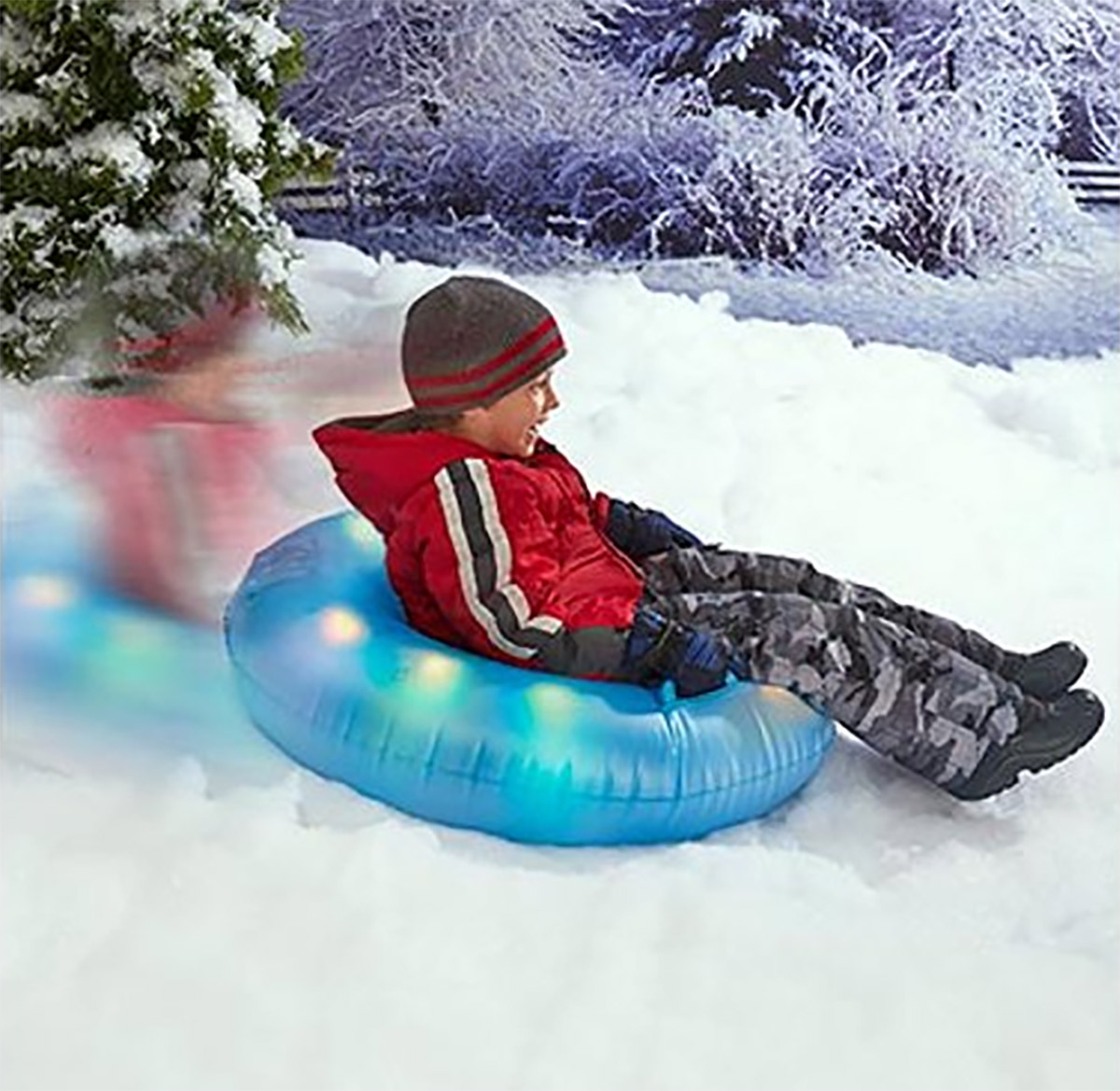 Race Car Shaped Snow Sled - Epic Inflatable Car Snow Sled Tube With LED Lights