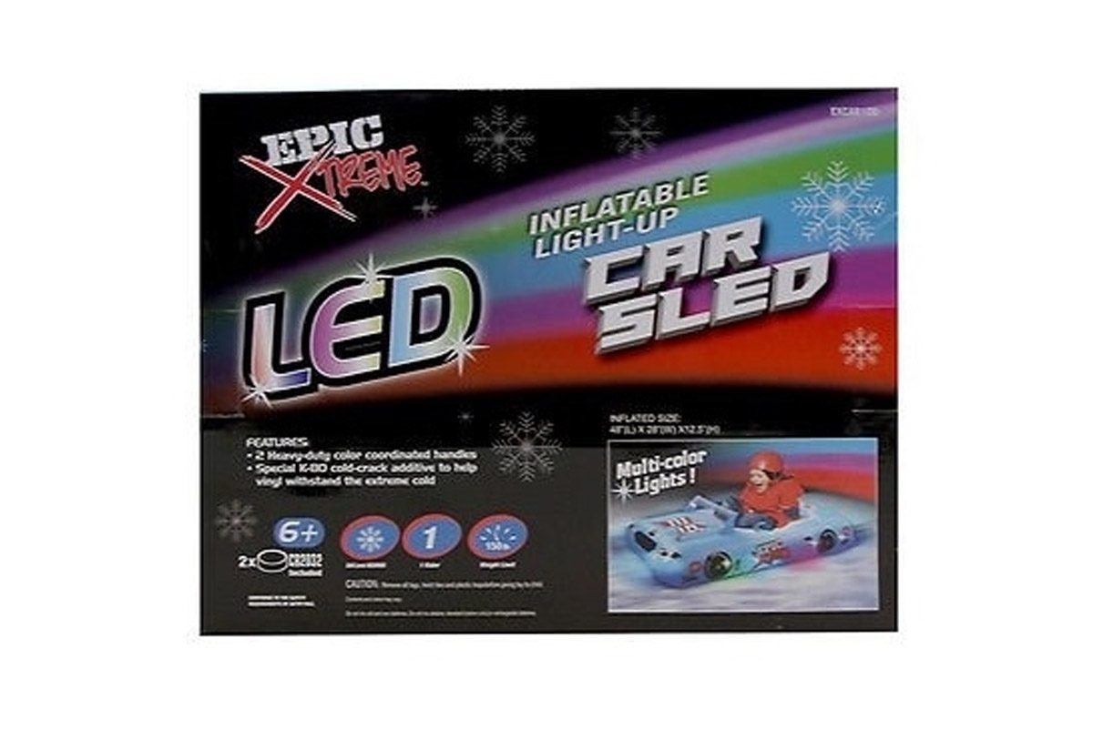 Race Car Shaped Snow Sled - Epic Inflatable Car Snow Sled Tube With LED Lights
