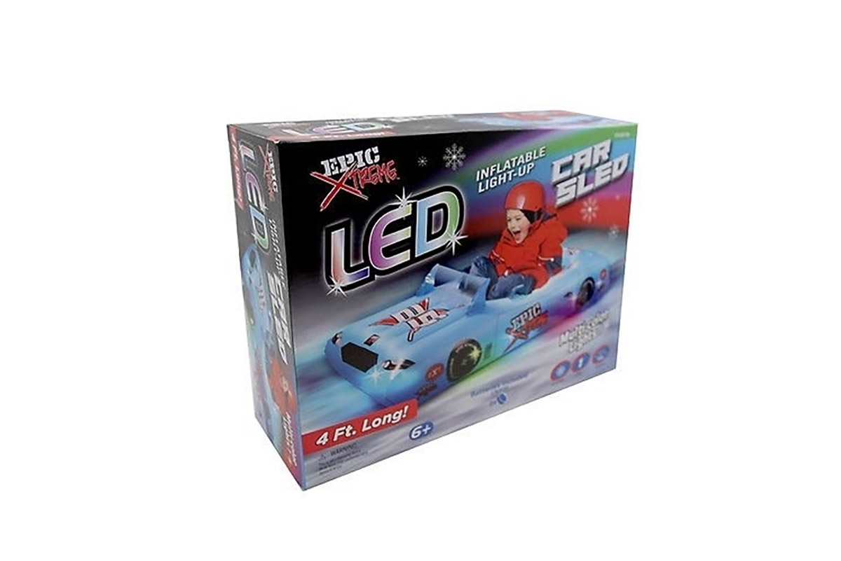 Race Car Shaped Snow Sled - Epic Inflatable Car Snow Sled Tube With LED Lights