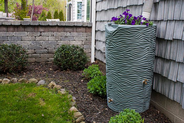 Tree Trunk Rain Barrel - Rain Wizard connects to your gutter downspout