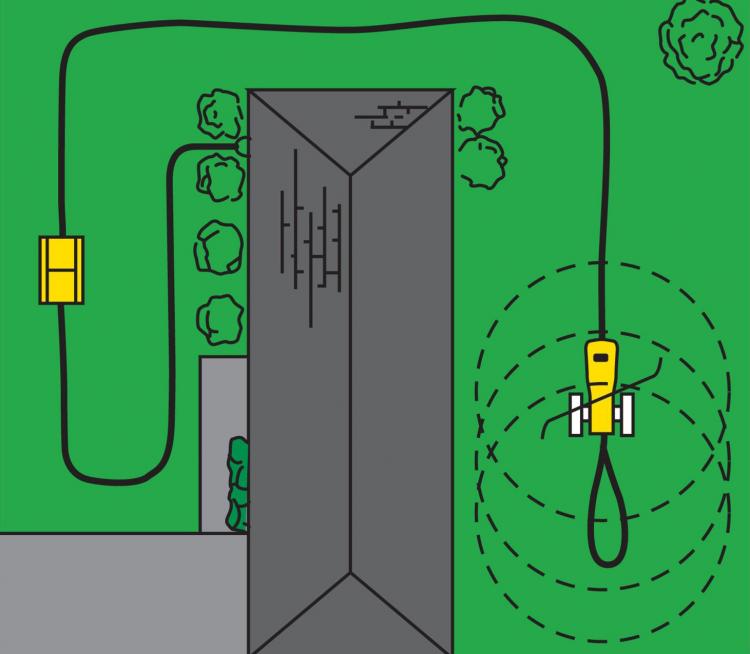 Raintrain Traveling Sprinkler - Robotic sprinkler crawls across lawn