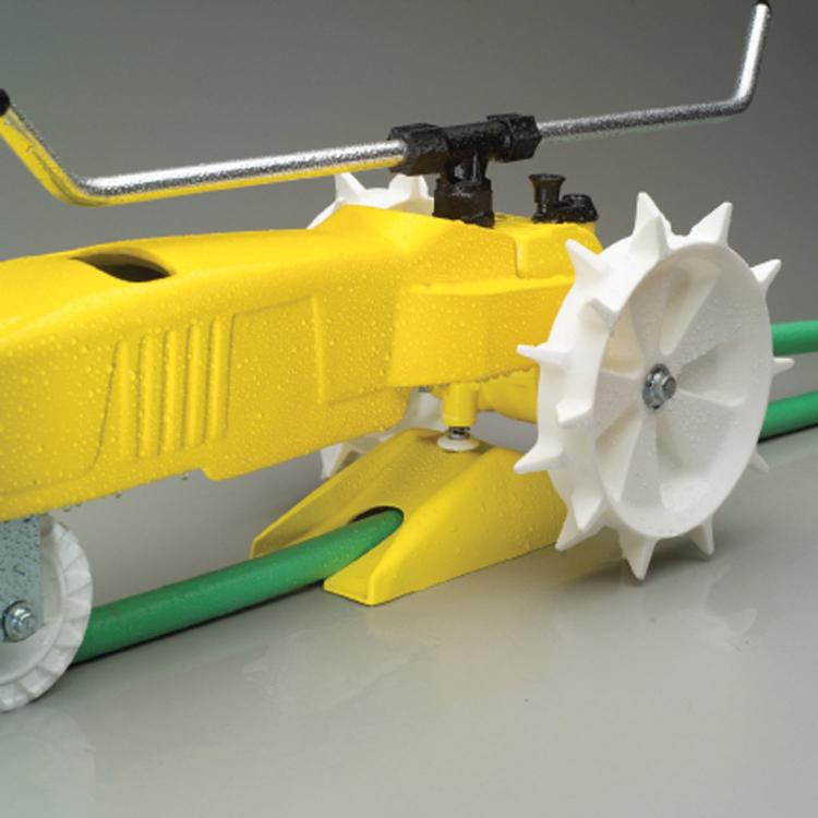 Raintrain Traveling Sprinkler - Robotic sprinkler crawls across lawn