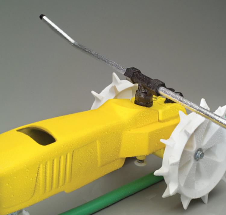 Raintrain Traveling Sprinkler - Robotic sprinkler crawls across lawn