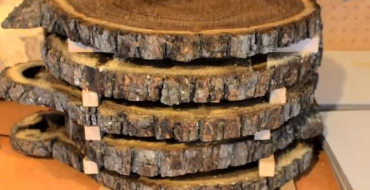 Record Player Made From a Tree Trunk
