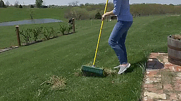 Renegade Broom - Designed like a rake to use on any surface or terrain - curved bristle broom
