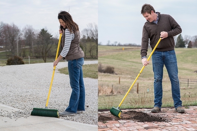 Renegade Broom - Designed like a rake to use on any surface or terrain - curved bristle broom