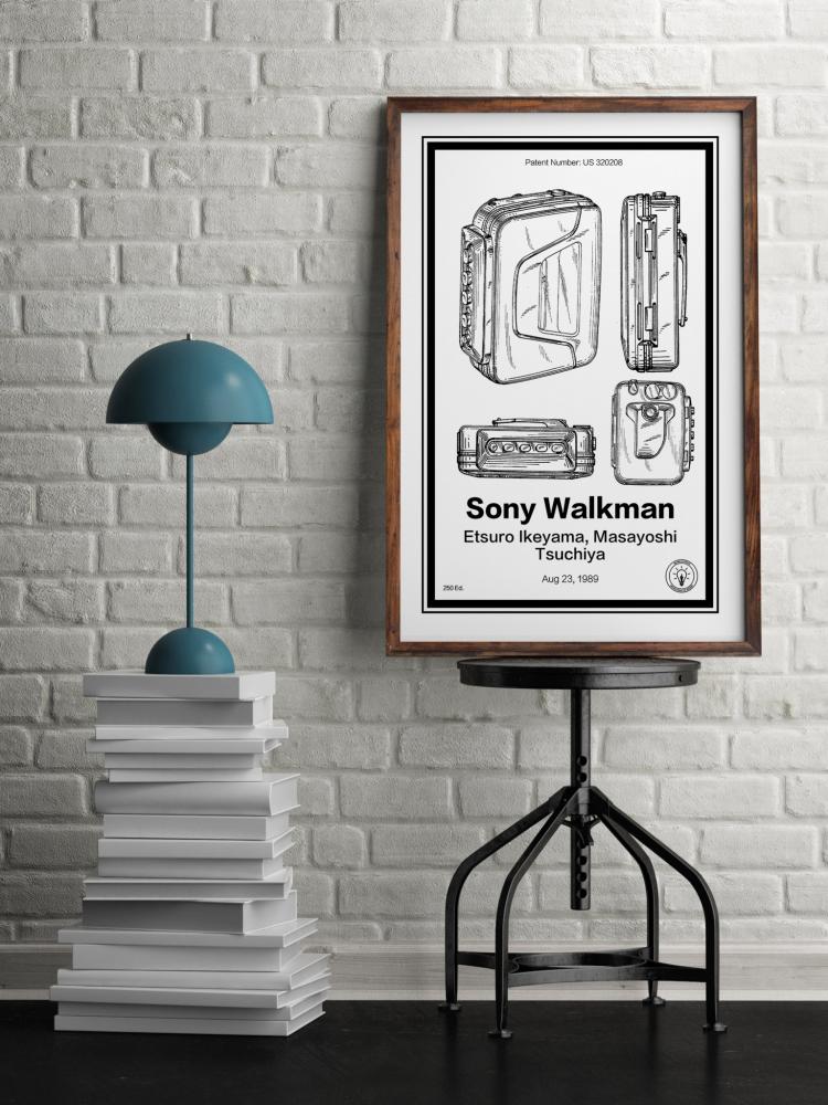 Sony Walkman Retro Patent Print Designs - Technology and Gadget patent prints you can hang on your wall