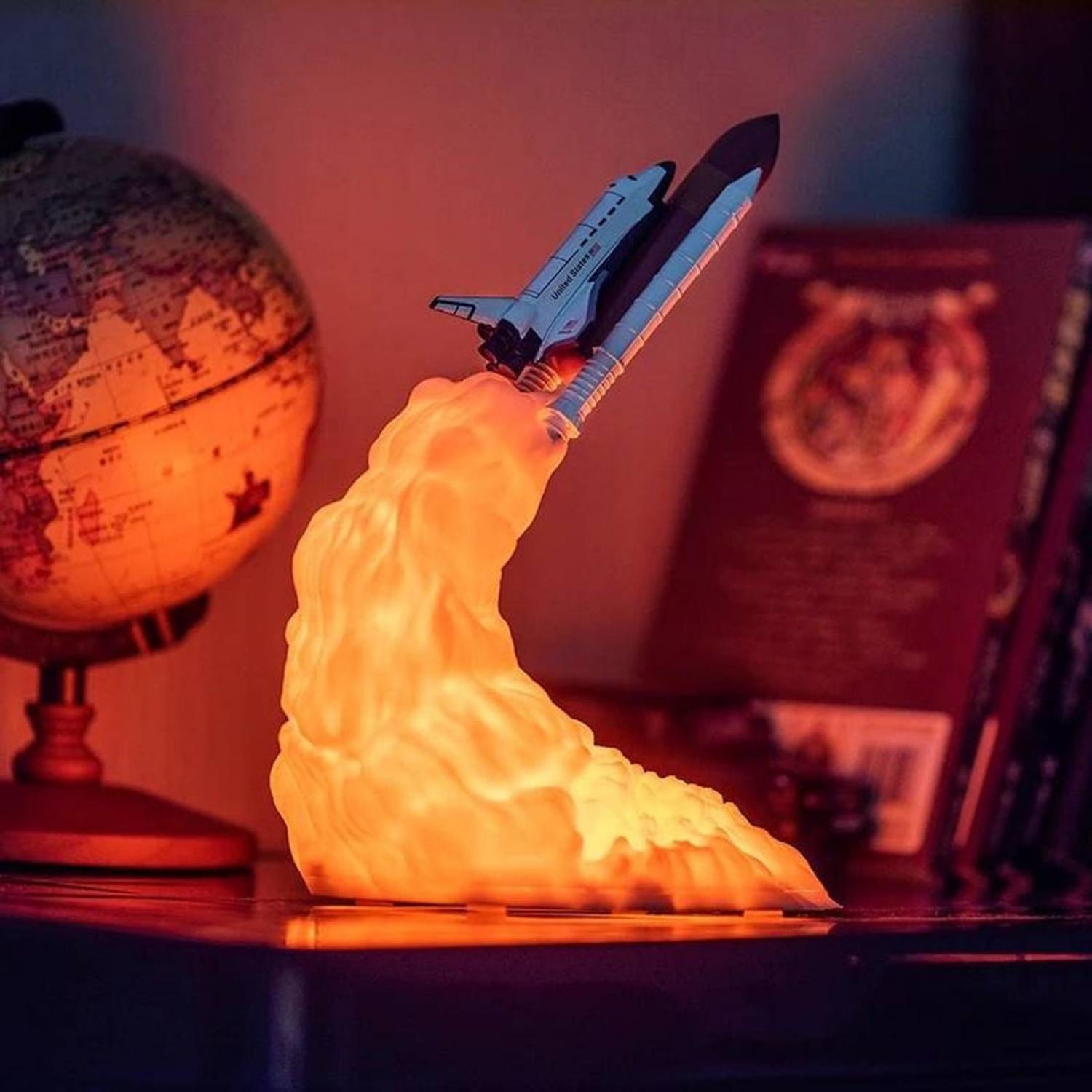 Retro Rocketship Desk Lamp Made From Pipes