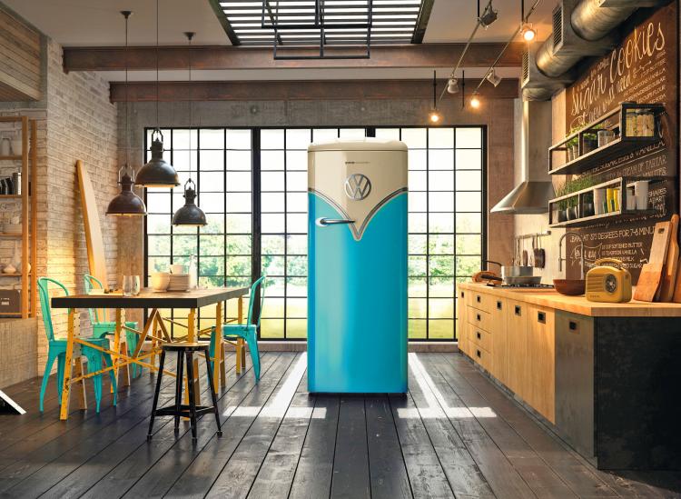 Retro VW Bus Refrigerator - Volkswagen hippy van Freestanding refrigerator - OBRB153BL