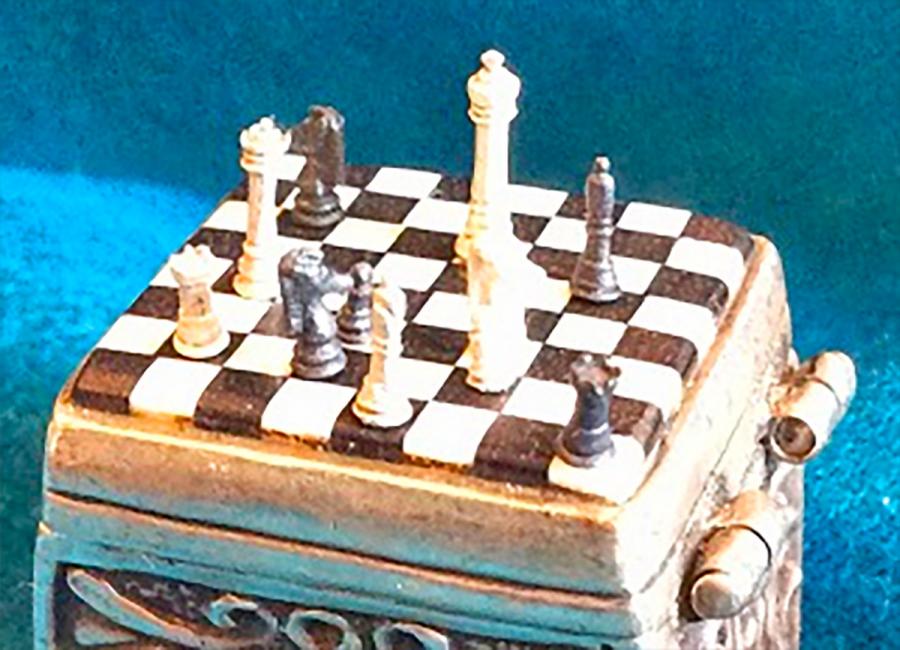 Ring Chess Board - Tiny chess board on top of ring