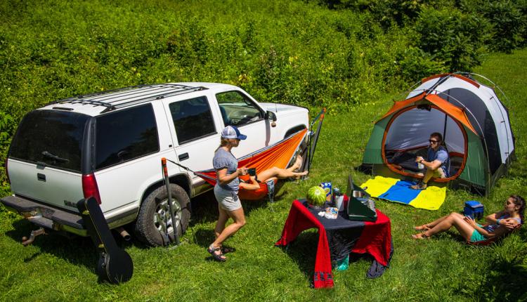 Roadie Hammock - Hammock Uses Car's Weight To Hold Up Hammock - Eagle's Nest Outfitters Car Hammock