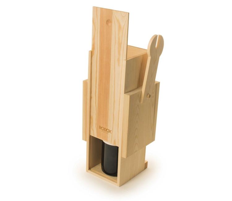 Robox Wooden Robot Wine Holder
