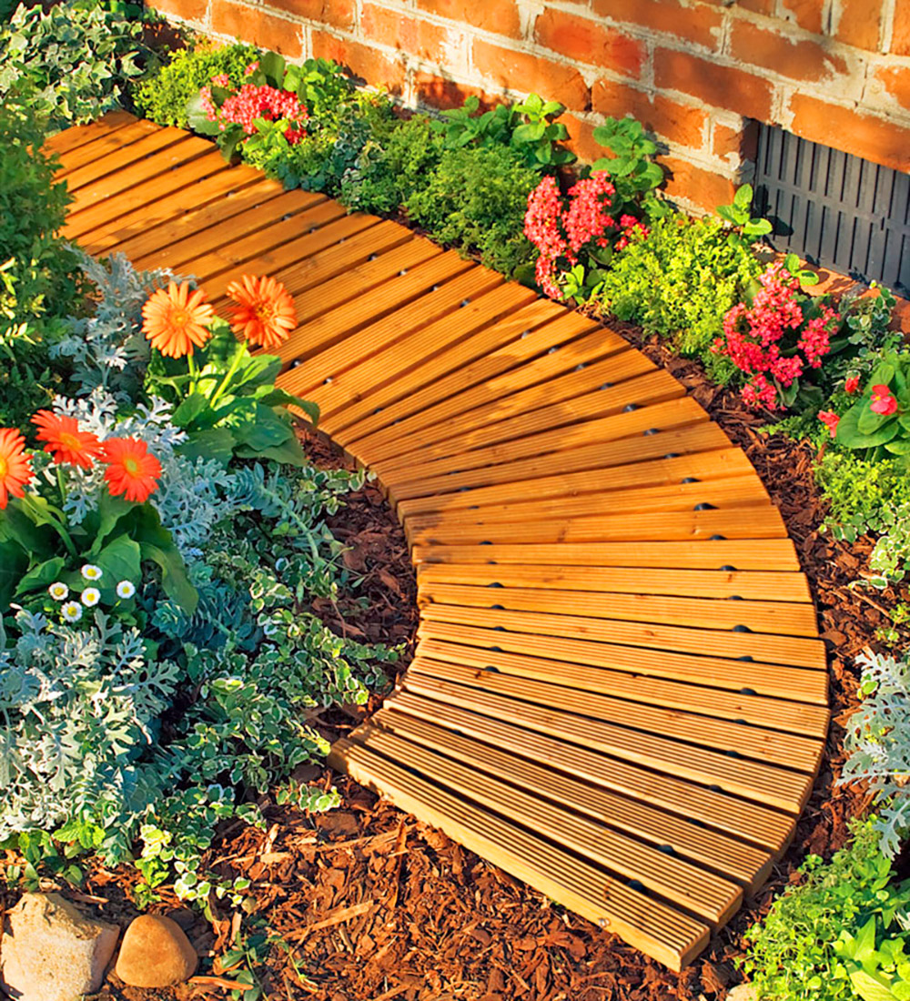 Roll-Out Wooden Walkway - Portable Roll-Out Curved Hardwood Pathway