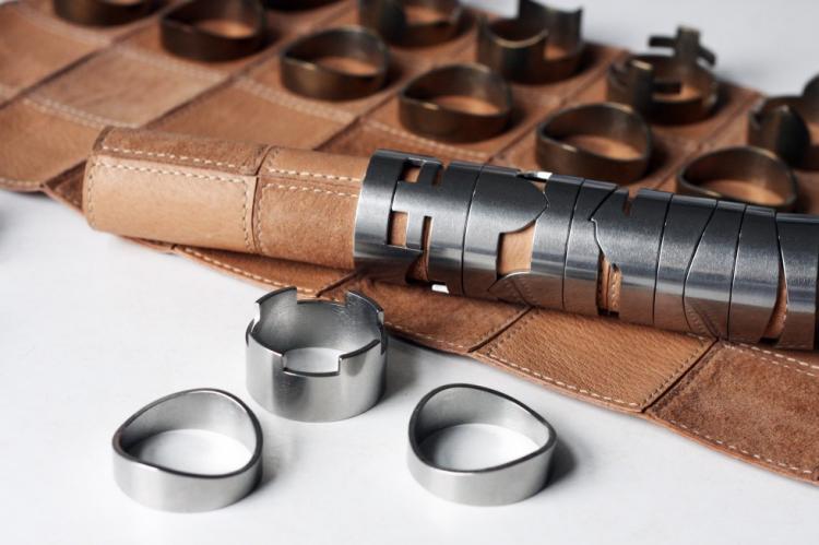 Classy Roll-Up Leather Chess Set - Stainless Steel Pieces