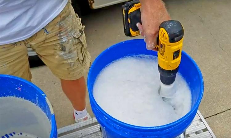 Roller Ready Paint Roller Cleaner cleans dirty paint rollers in seconds using a cordless drill - Drill bit paint roller cleaner