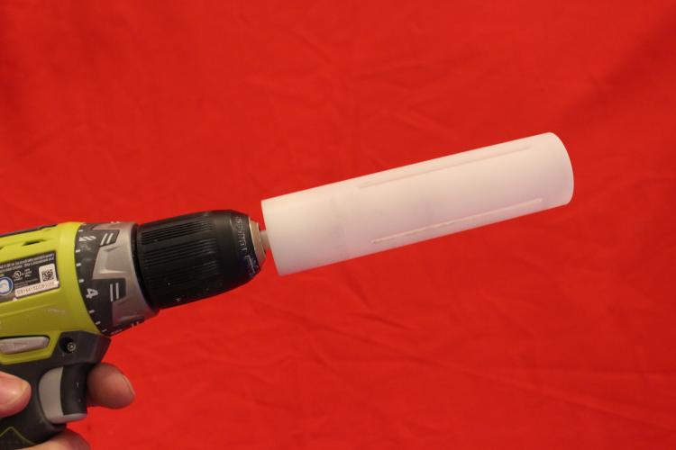 Roller Ready Paint Roller Cleaner cleans dirty paint rollers in seconds using a cordless drill - Drill bit paint roller cleaner