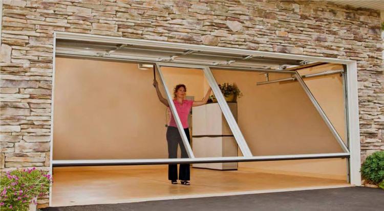 Rolling Mosquito Screen Attaches To Your Garage Door Track - Lifestyle screens garage door bug screen with sliding door