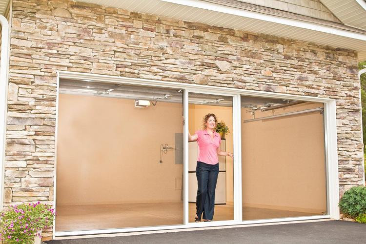 Rolling Mosquito Screen Attaches To Your Garage Door Track - Lifestyle screens garage door bug screen with sliding door