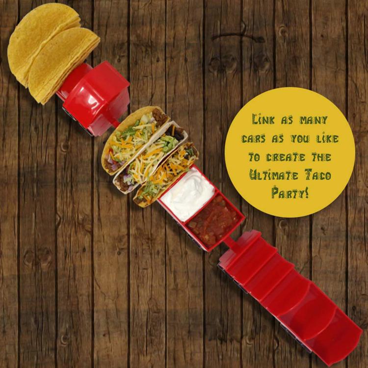 Rolling Taco Train Taco Holder - Locomotive taco holding train cars
