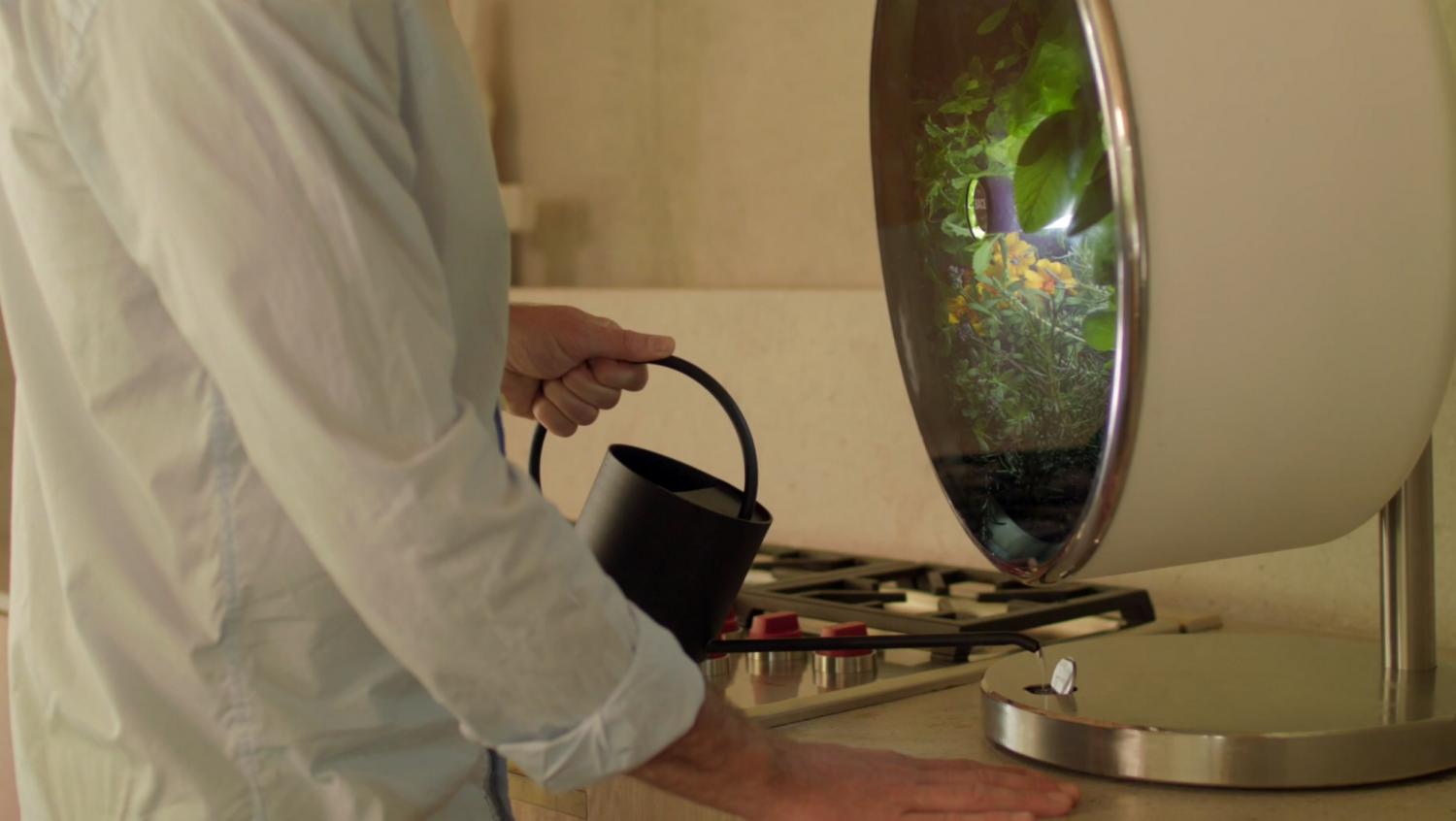 Rotating NASA-Inspired Indoor Garden Provides Full Garden In Just 1.7 Feet - Rotofarm modern futuristic cylinder garden