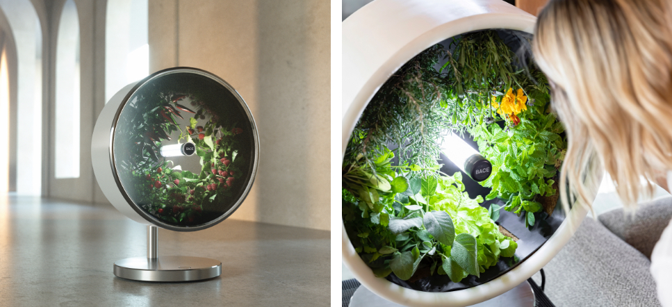 Rotating NASA-Inspired Indoor Garden Provides Full Garden In Just 1.7 Feet - Rotofarm modern futuristic cylinder garden