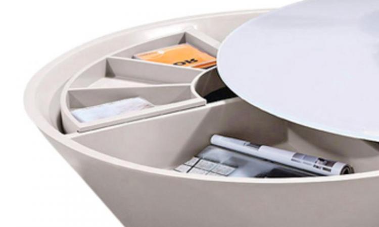 Modrest Pepper Round Swiveling Coffee Table Has Tons Of Storage Inside