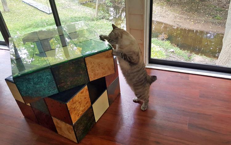 Rubick's Cube Cat Bed Table - Spinning Rubik's Cube Drawer Table