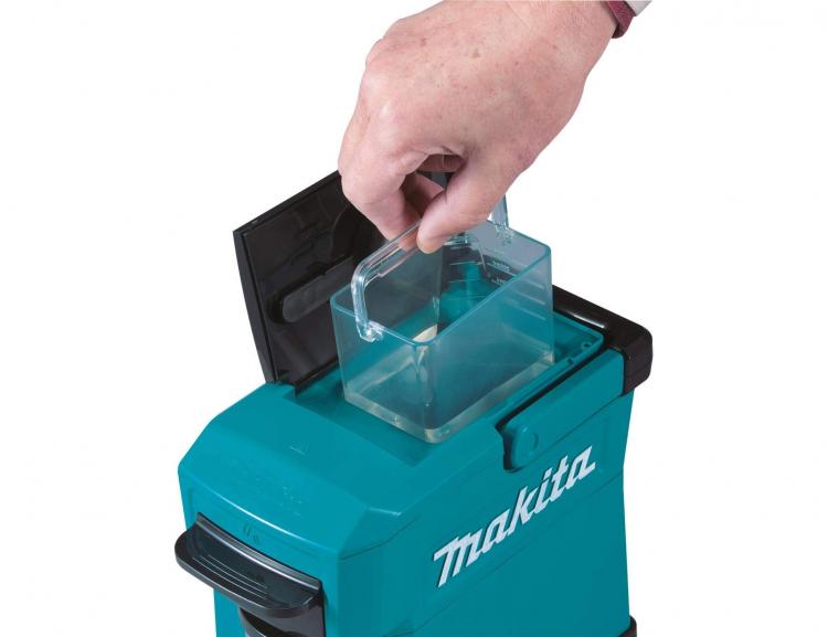 Makita Ultra-rugged  portable job site coffee maker is powered by power tool batteries - Construction site coffee maker