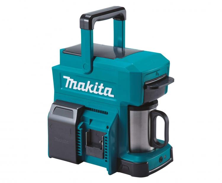Makita Ultra-rugged  portable job site coffee maker is powered by power tool batteries - Construction site coffee maker