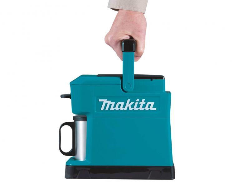 Makita Ultra-rugged  portable job site coffee maker is powered by power tool batteries - Construction site coffee maker