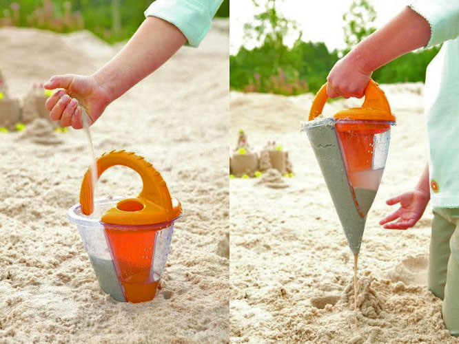 Sand Funnel Mixes Water and Sand