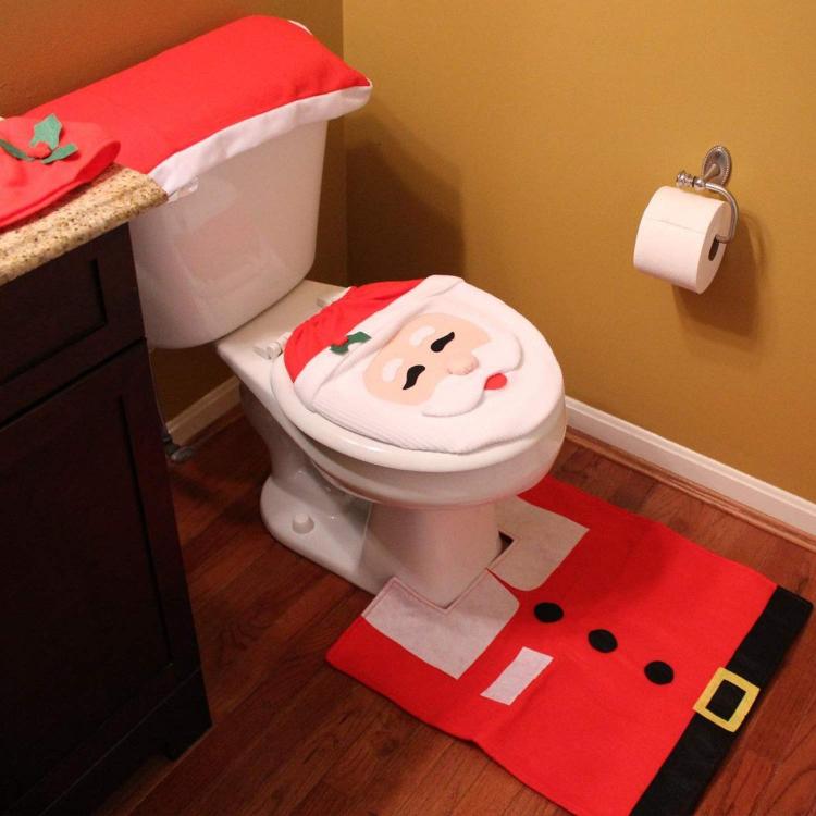 Santa Toilet Seat Cover - Funny Santa Toilet Decorations