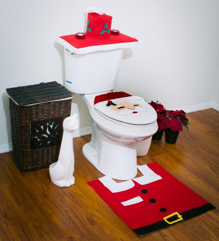 Santa Toilet Seat Cover - Funny Santa Toilet Decorations