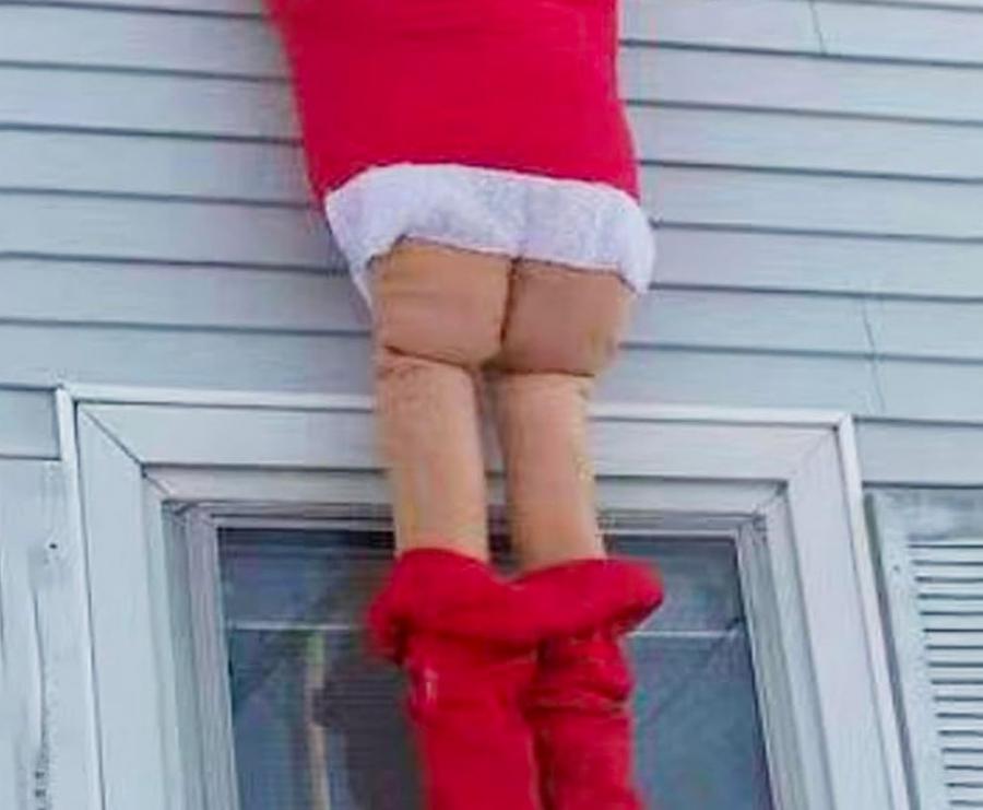 Santa With Pants Down Outdoor Christmas Decoration