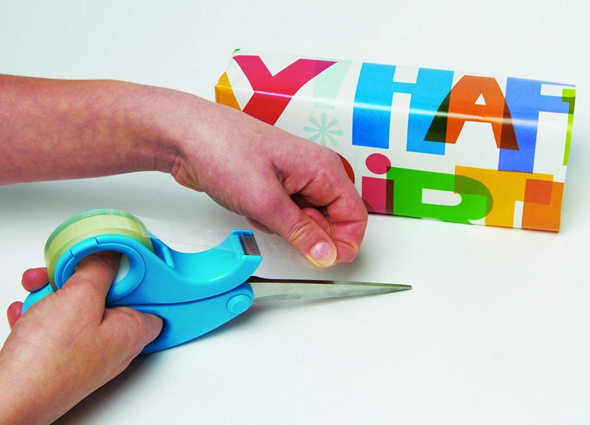 Scissors Tape Combo Gift Wrapping Tool - Roll of tape built into scissors