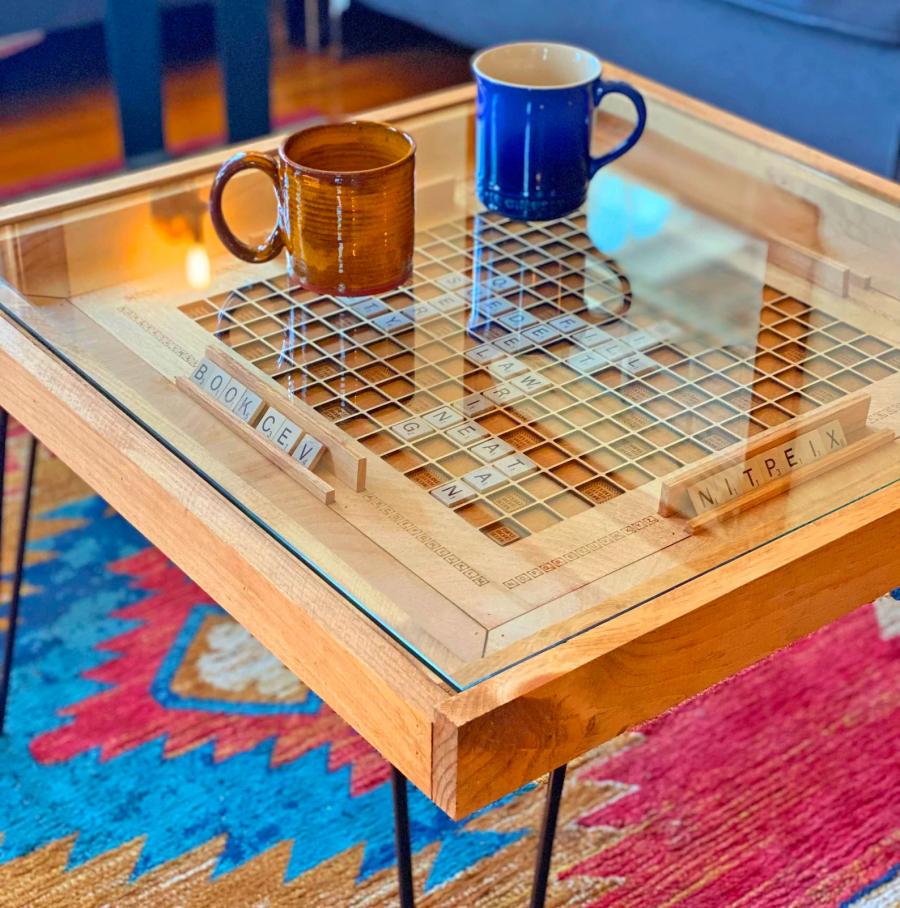 Wooden Scrabble Coffee Table