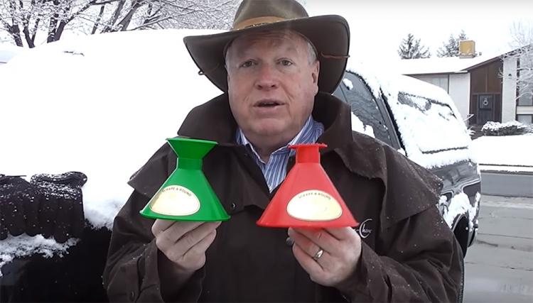 Scrape-a-Round Cone shaped windshield ice scraper and snow remover - Ice scraper doubles as funnel