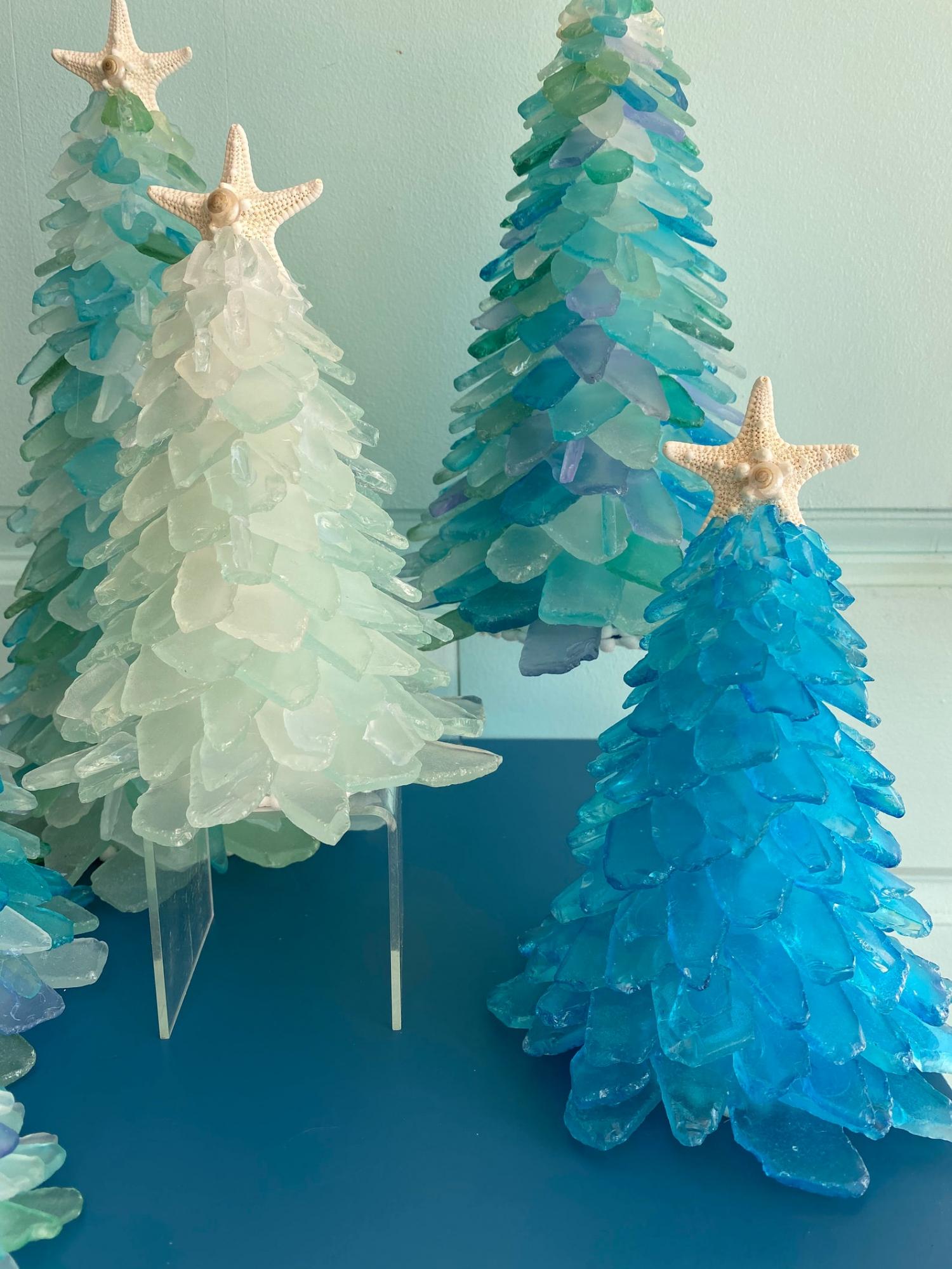 Sea Glass Christmas Trees - Tropical design sea glass Christmas tree decor