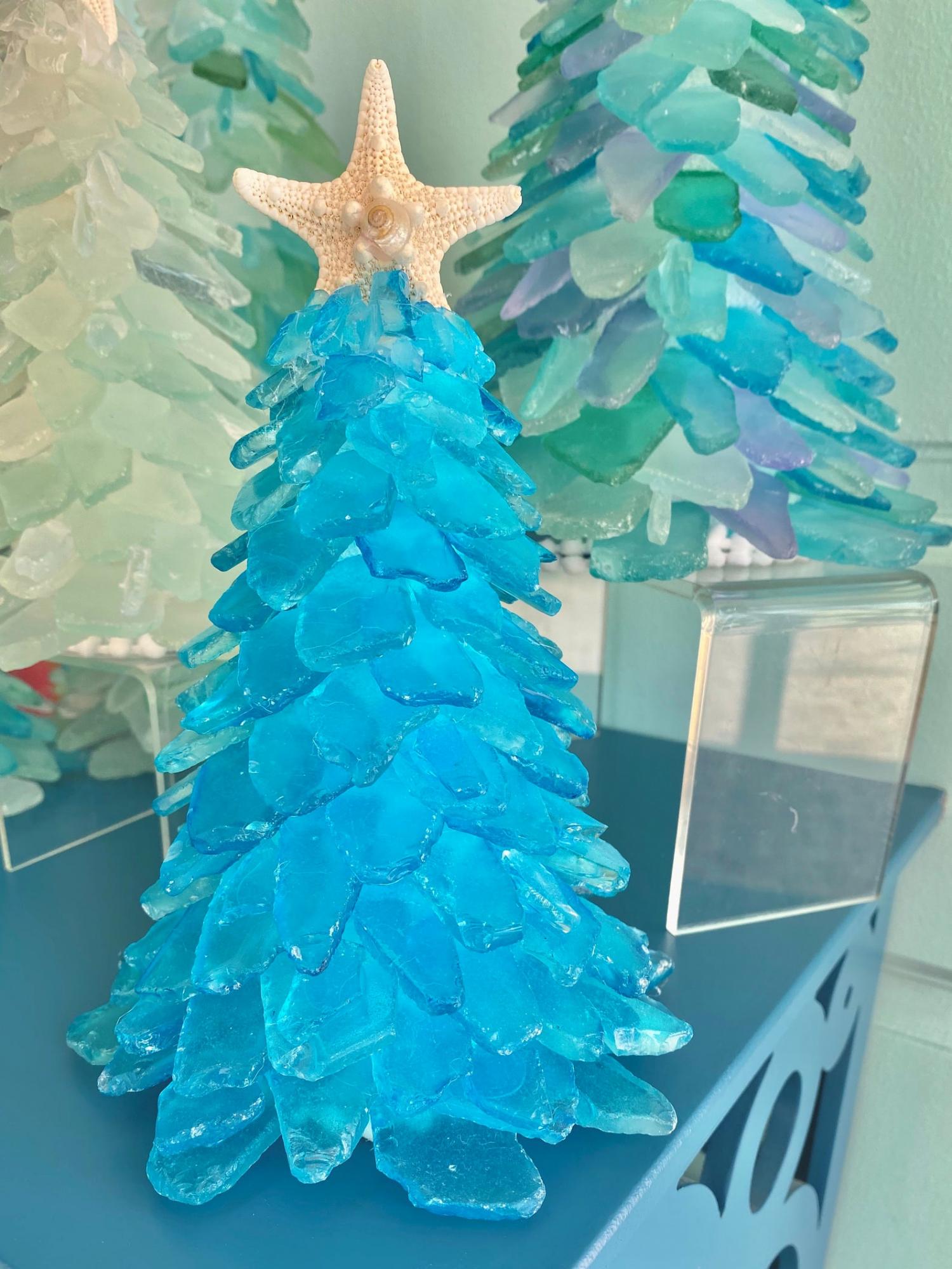 Sea Glass Christmas Trees - Tropical design sea glass Christmas tree decor